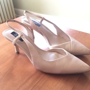 Saks 5th Ave cream/blush leather heels sz7.5/37.5